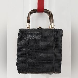 Vintage 60s ADG Fashion Imports Vinyl Woven Top Handle Bag